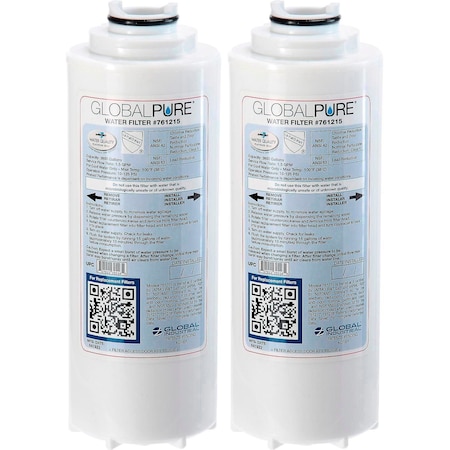 Global Pure Replacement Water Filter, 3,600 Gallon Capacity, 2PK 761215-2PK